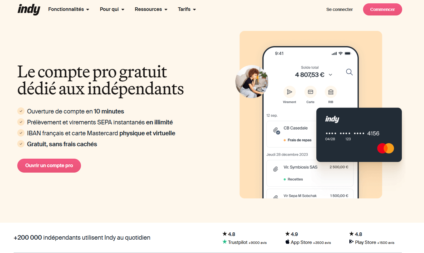 Indy banque pro gratuite